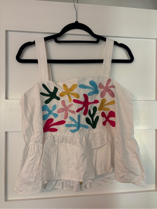 CROSBY by Mollie Burch Tops - CROSBY by Mollie Burch White Camisole with Multicolor Floral Embroidery